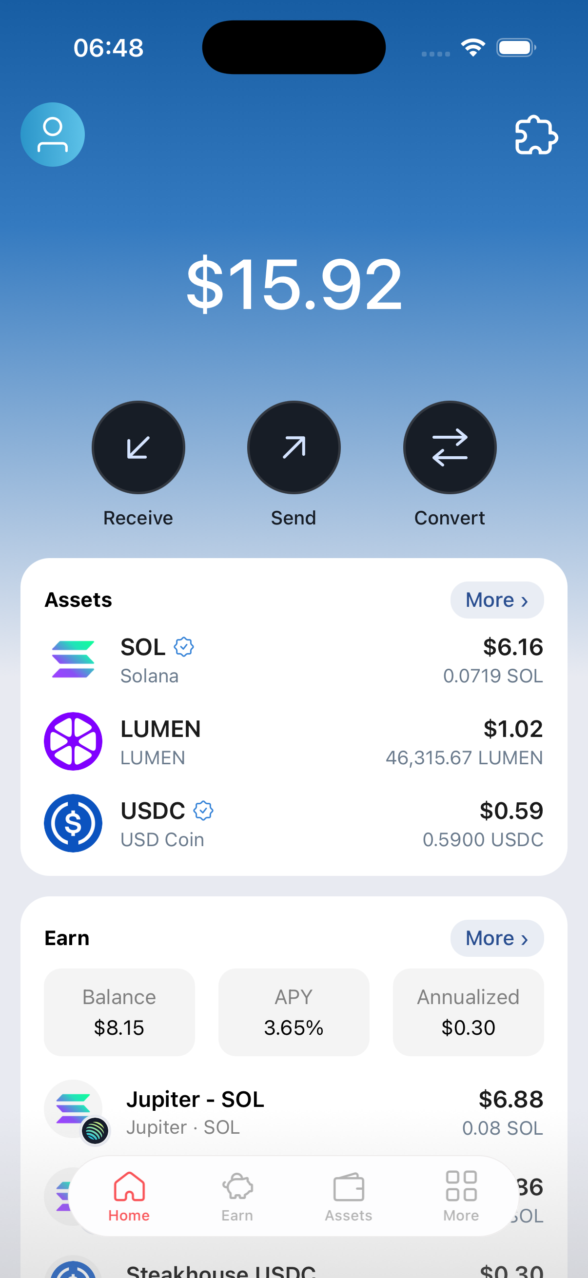 Cashflow home screen